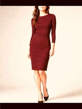Lauren Ralph Lauren Black Label Metallic Red Long Sleeve Shift Dress